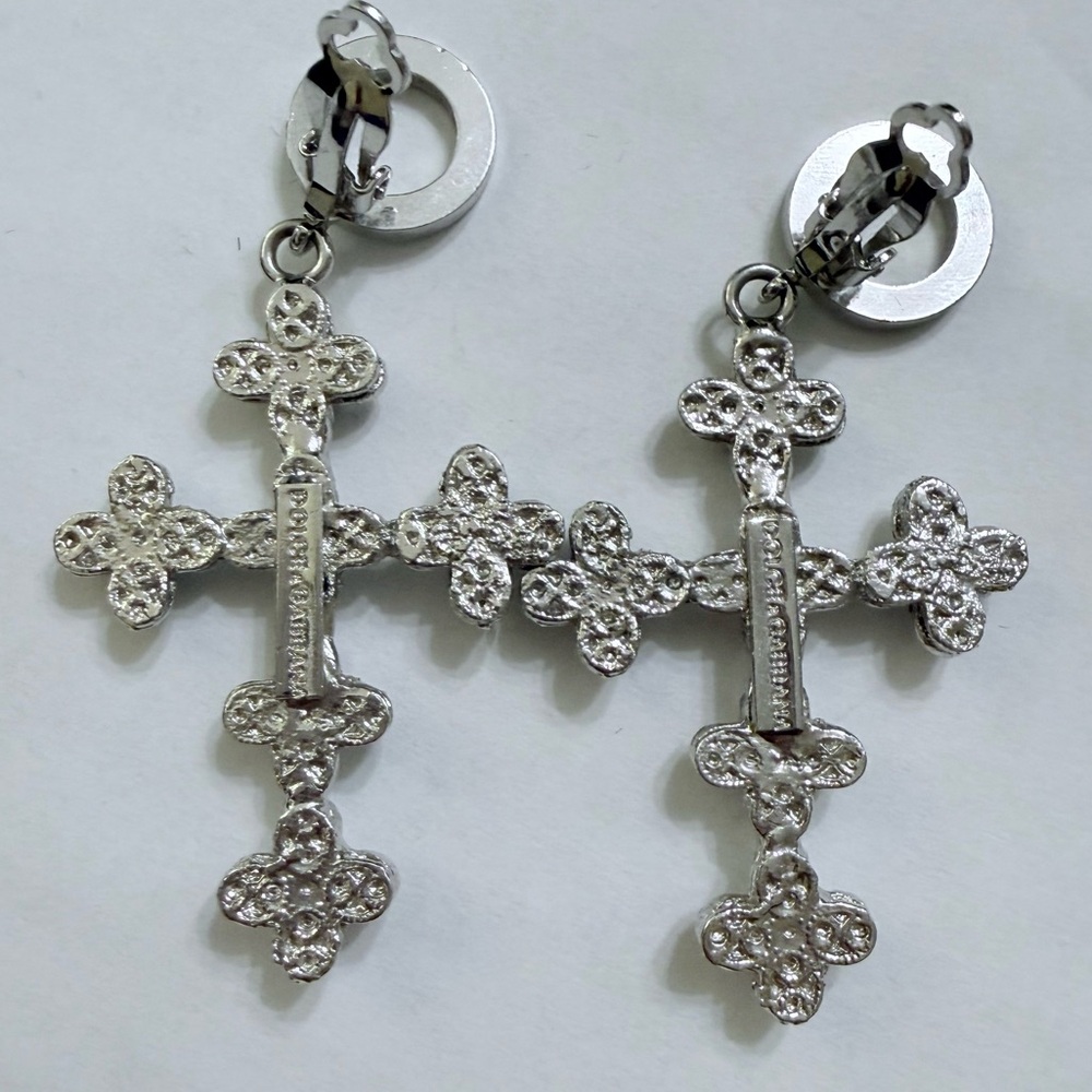 Dolce & Gabbana Rhinestone Cross Earrings w/ box & authenticity card - Picture 5 of 6